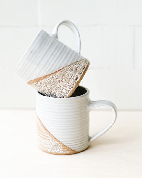 Tall Artisan Mug // Gloss White + Textured crackle