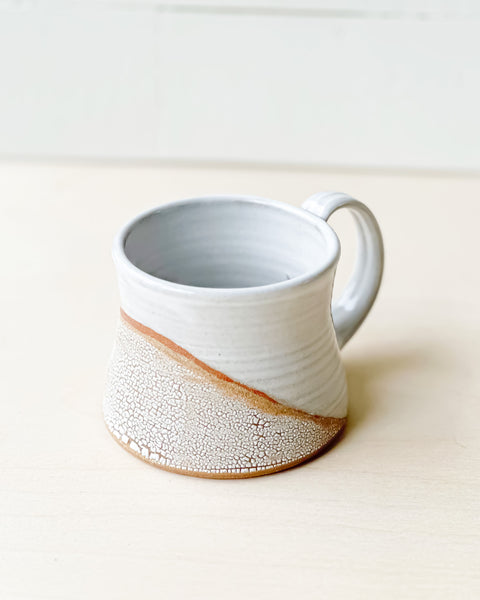 Low Artisan Mug // Gloss White + Textured Crackle