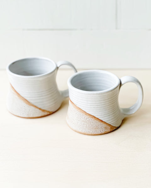 Low Artisan Mug // Gloss White + Textured Crackle