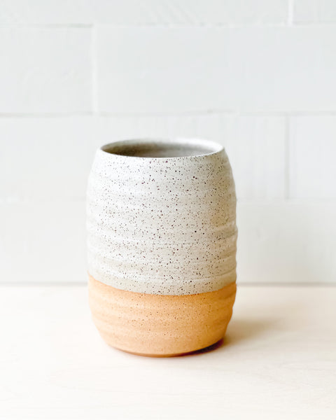 Speckled Modern Vase // Matte White + Natural