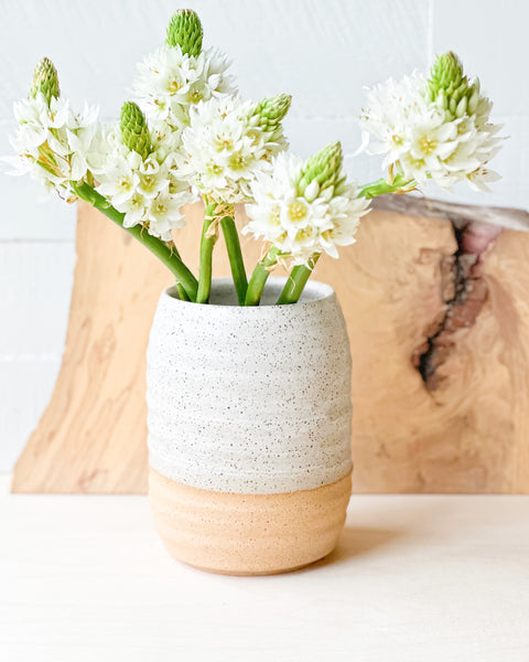 Speckled Modern Vase // Matte White + Natural