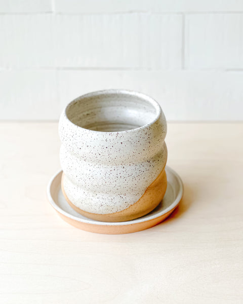 Speckled Cloud Dipped Planter + Tray